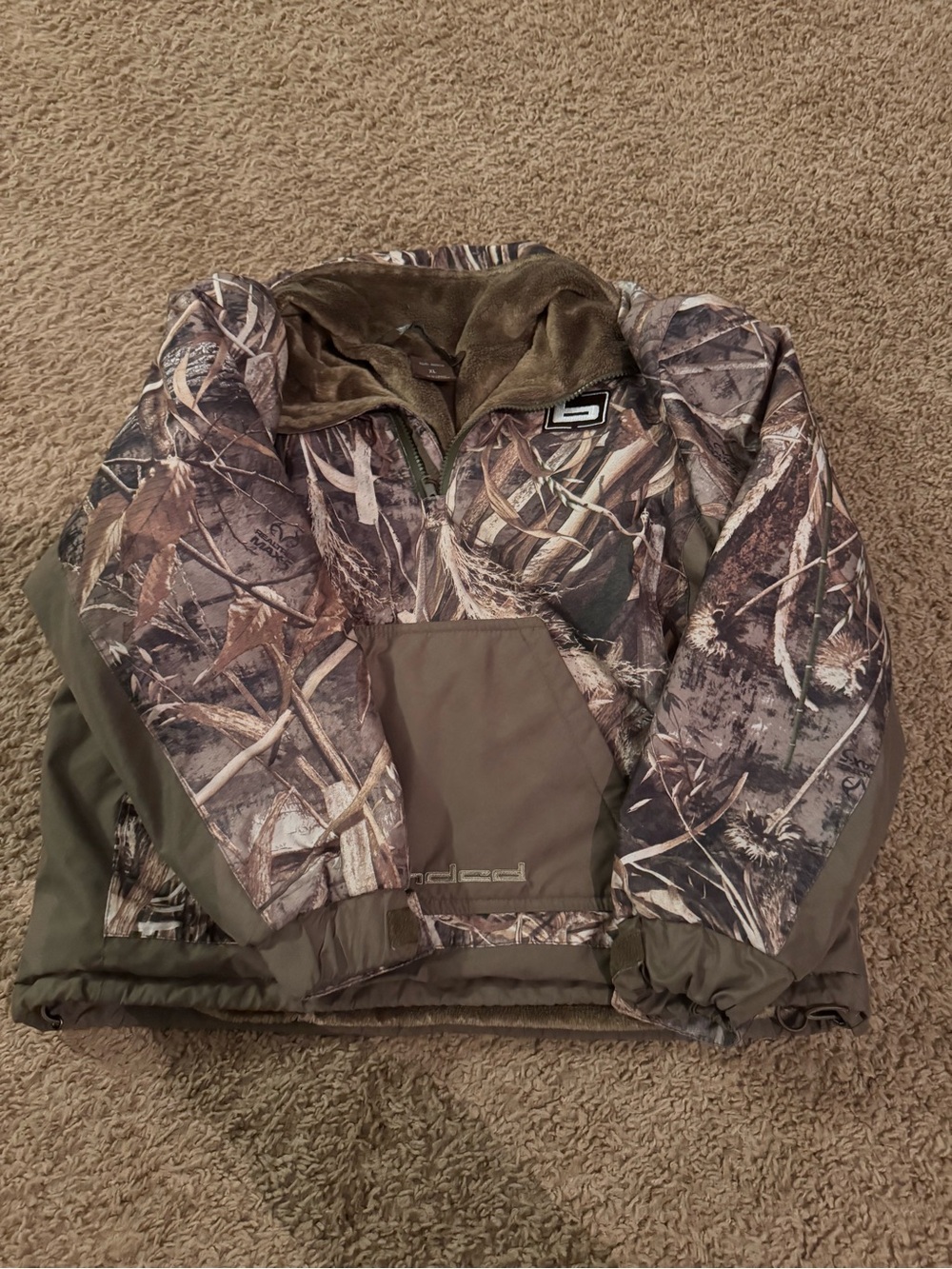 Kids Camo Pullover Jacket in Olive Green